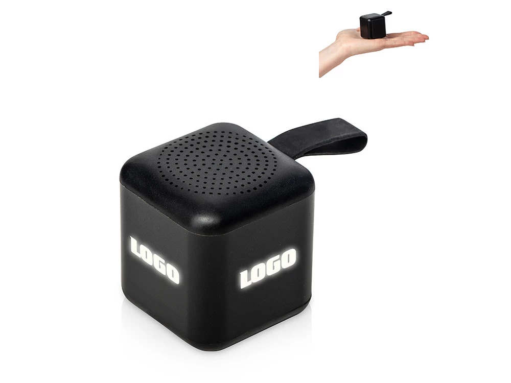 Портативная колонка TWS с подсветкой лого Tiny, 3 Вт Портативная колонка TWS с подсветкой лого Tiny, 3 Вт
