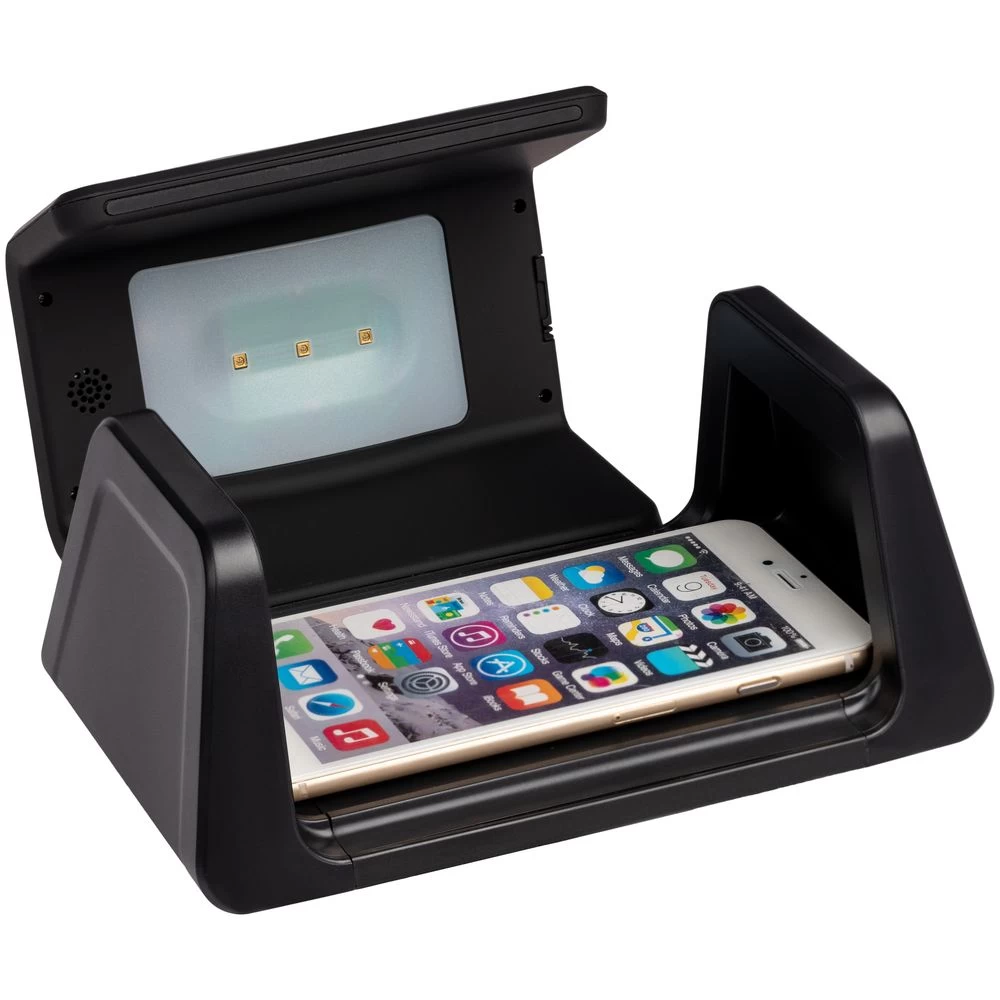 Настольный стерилизатор с беспроводной зарядкой и часами UV Depot Настольный стерилизатор с беспроводной зарядкой и часами UV Depot