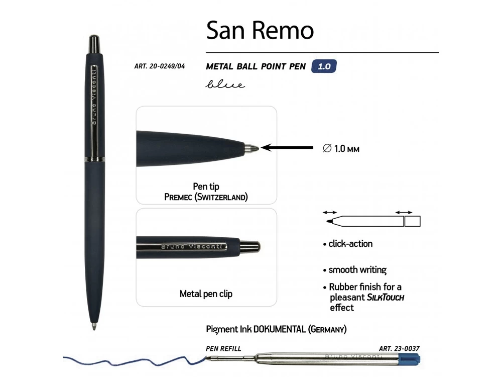 Ручка металлическая шариковая San Remo, 1,0мм Ручка металлическая шариковая San Remo, 1,0мм