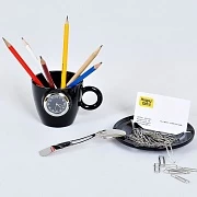 Набор офисный  "Чайное трио": часы, подставка для визиток, ручек и  iPhone и нож канцелярский